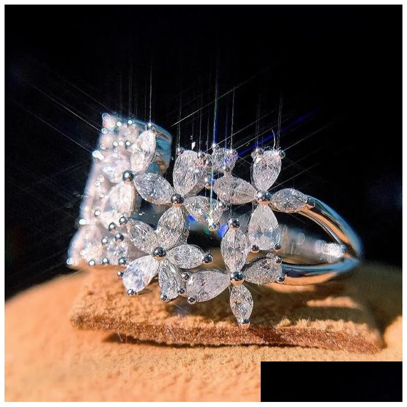 2021 arrival sparkling luxury jewelry 925 sterling silver marquise cut moissanite diamond party women wedding leaf band ring gift