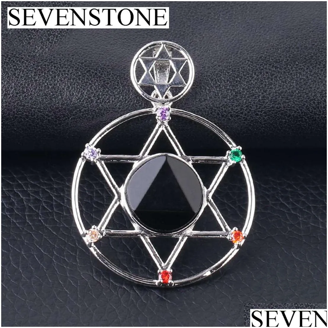 Faceted Crystal Stone David Star David`s Shield Six Mans Star Double Belt Diamond Men and Women Jewelry Pendant Necklace