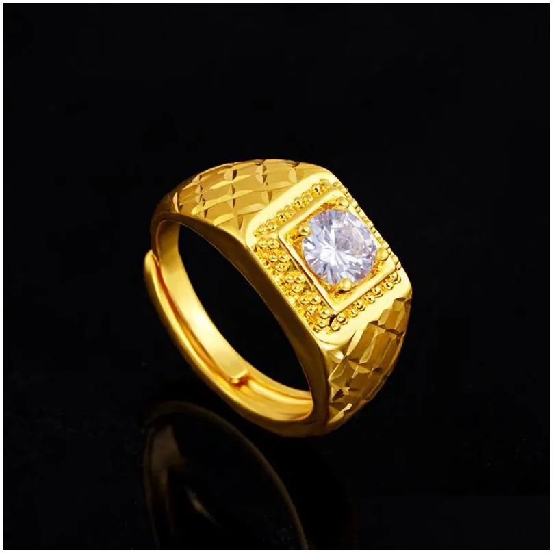 cluster rings vietnam sand gold zircon ring for men 24k yellow men`s finger wedding birthday fine jewelry accessories gifts 2022