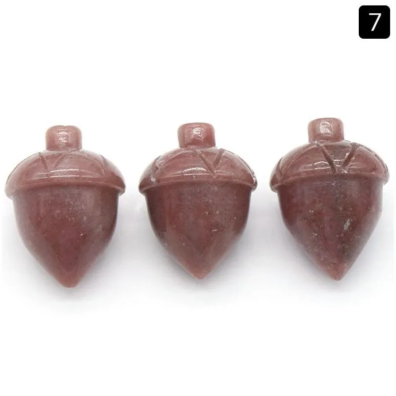Natural Shape Acorn Gemstone Decorative Hand Carved Healing Red Aventurine Hazelnut Stone For Home Decoration Gift