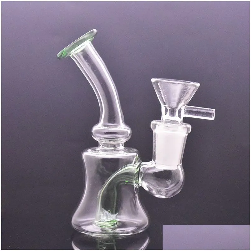 wholesale colorful hookahs glass water bong perc percolator 14mm joint recycler water pipes mini oil rigs small dab rig with bowl