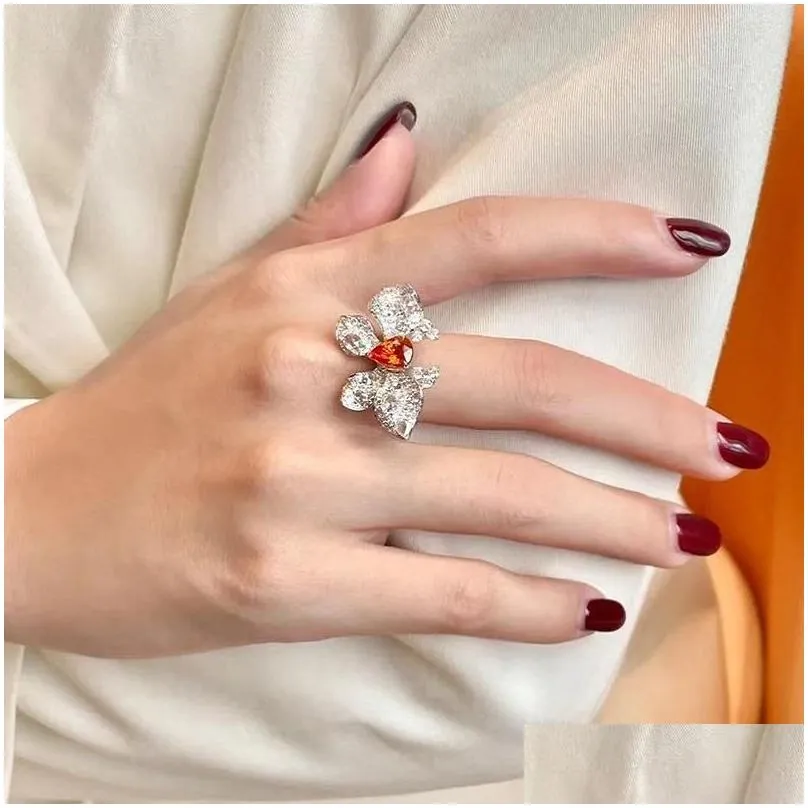 wedding rings uilz water drop butterfly shape fashion crystal zircon ring for women gift luxury quality jewelry adjustable open