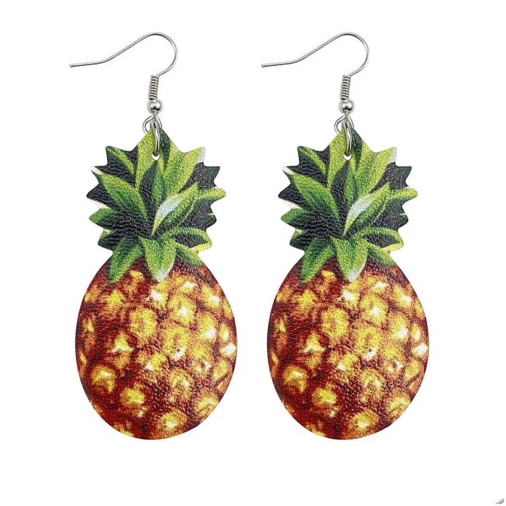 1pair gothic style pu artificial leather dangle earrings pineapple shape fashion pendientes earrings for women ear jewelry