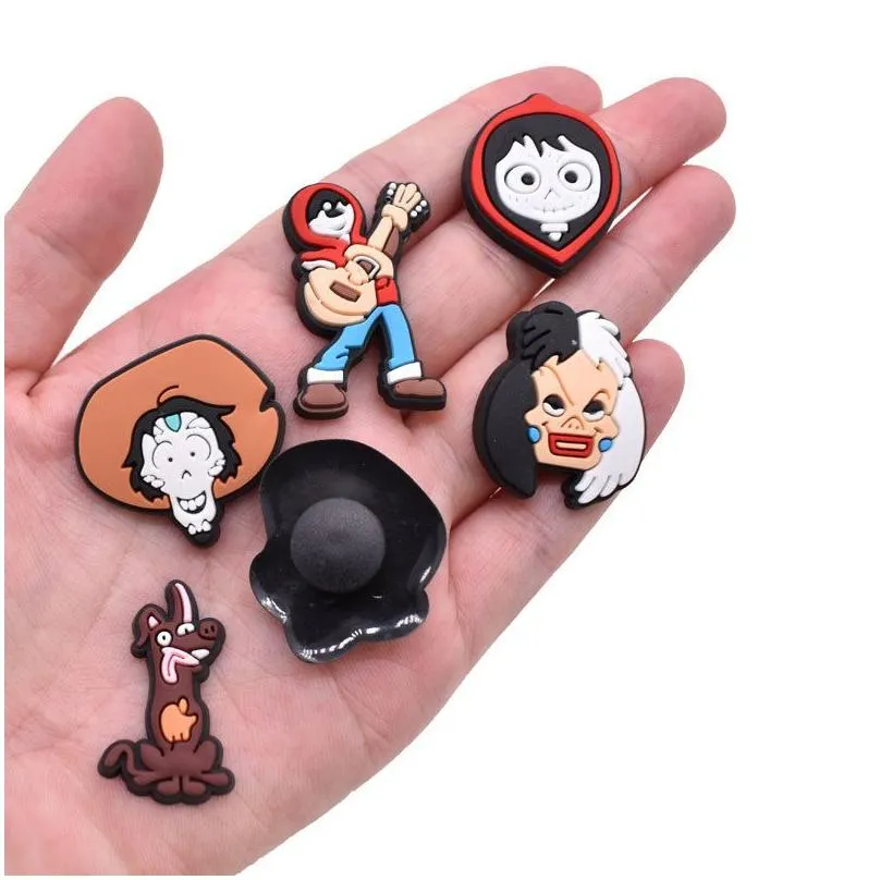 Anime charms wholesale childhood memories Coco funny gift cartoon charms shoe accessories pvc decoration buckle soft rubber clog charms fast