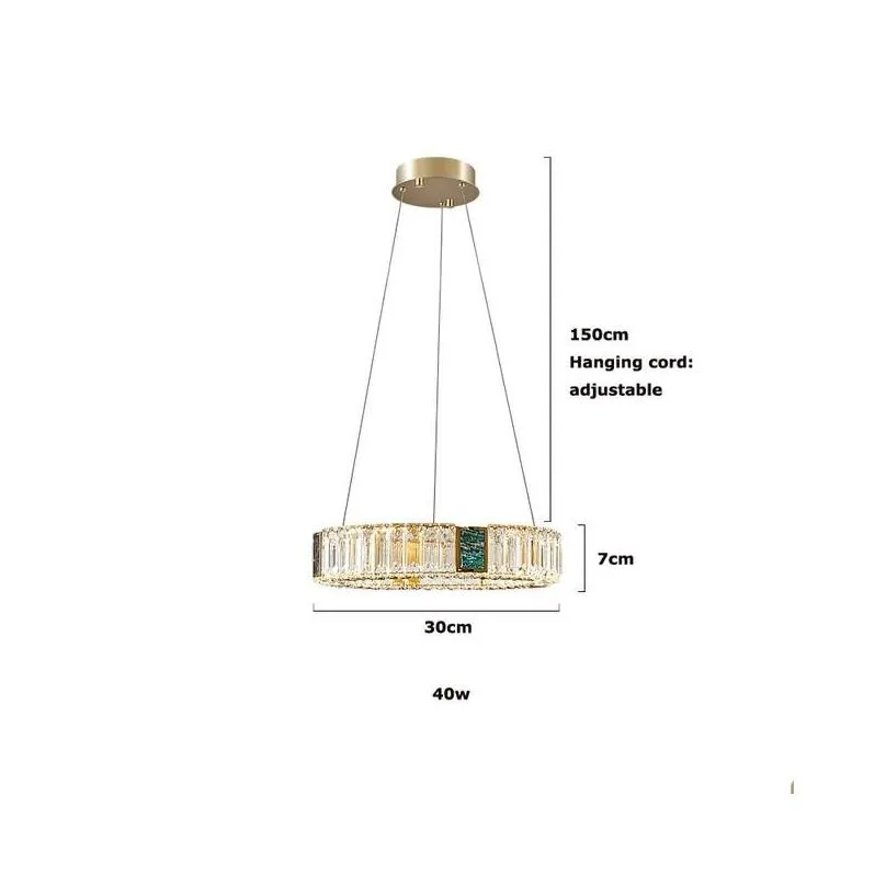 Pendant Lamps Post-Modern Luxury Crystal LED Chandelier Stainless Steel Chrome-Plated Round Hang Light Living Bedroom Dining Decorative