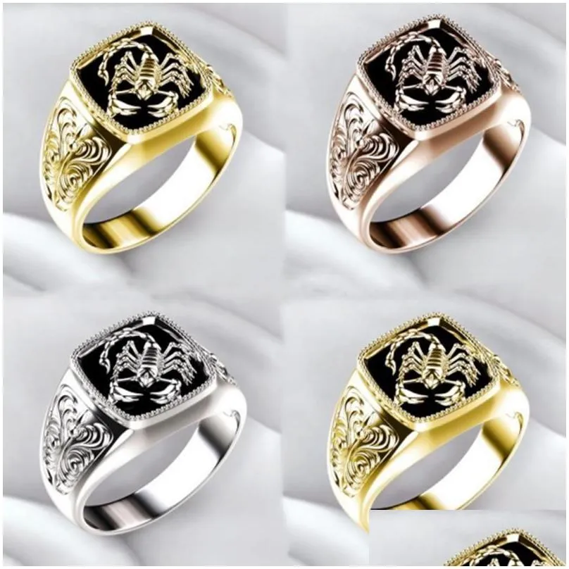 cluster rings domineering men`s retro poison scorpion ring enamel fashion creative jewelry punk style size 13