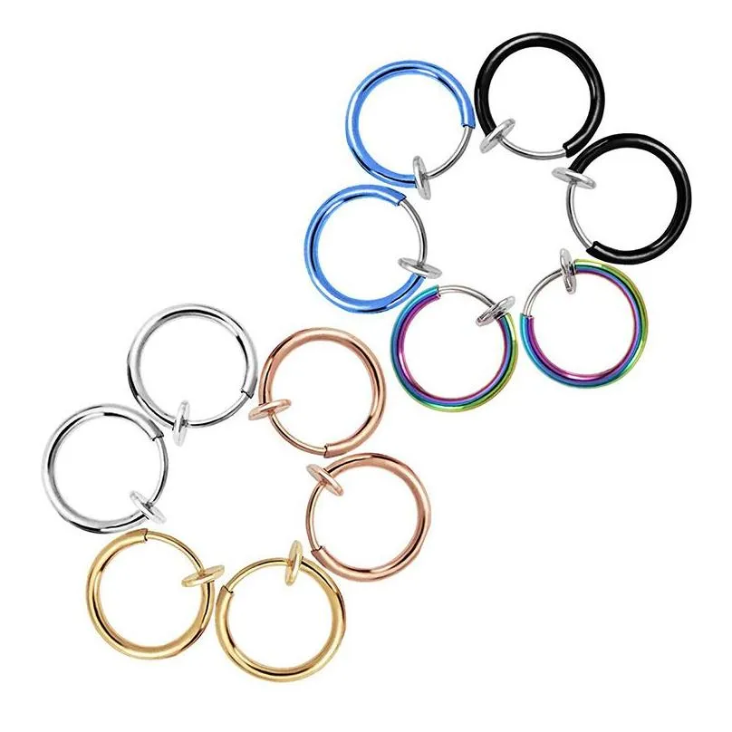 Wholesale Fashion Jewelry Color Invisible Painless Ear Clip Anti-allergy Circle Spring Ear Bone Clip Nose Ring Navel Ring