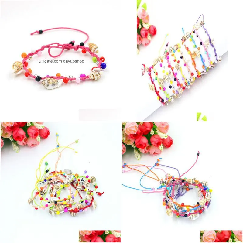 colorful designer femme braid bead friendship bracelets cords handmade conch beach bracelet women pulsera 10 colors8195859