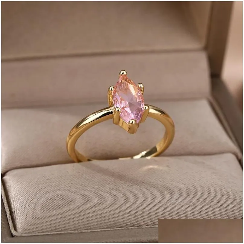 wedding rings simple crystal heart marriage bridal gold ring for women vintage zircon geometric open finger female engagement jewelry