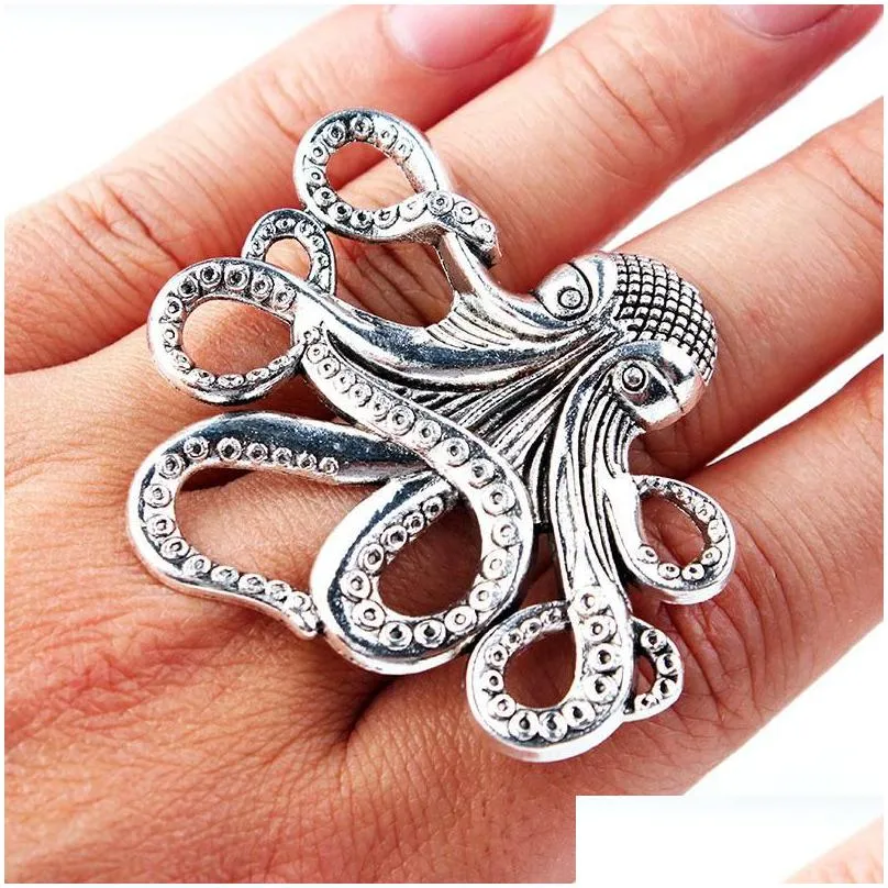 cluster rings antique opening adjustable big animal for women men octopus elephant butterfly charm ring punk accessories aesthetic