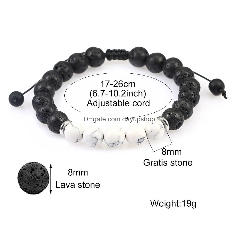 new 8mm lava stone tiger eye beaded bracelet for men women handmade braided natural stone healing balance yoga bracelet fashion
