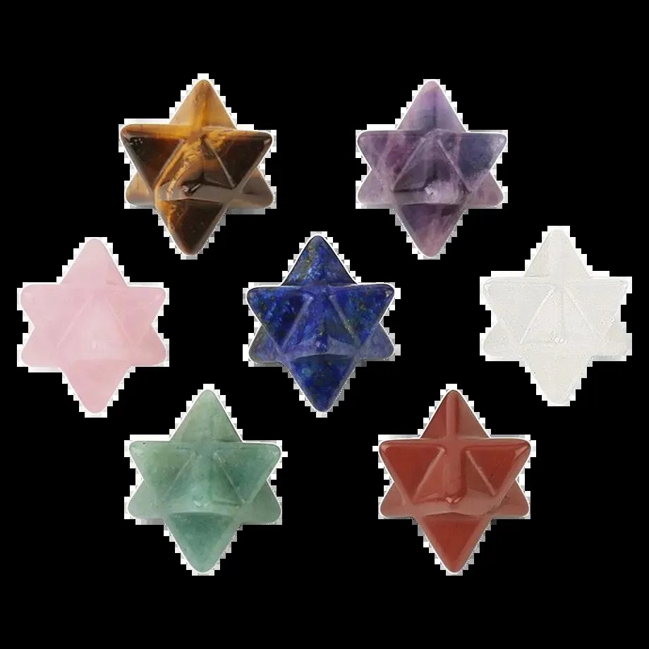 20mm Natural Crystal Agate Stone Melcaba Eight Pointed Star Pendant DIY Necklace Earring Jewelry Accessories