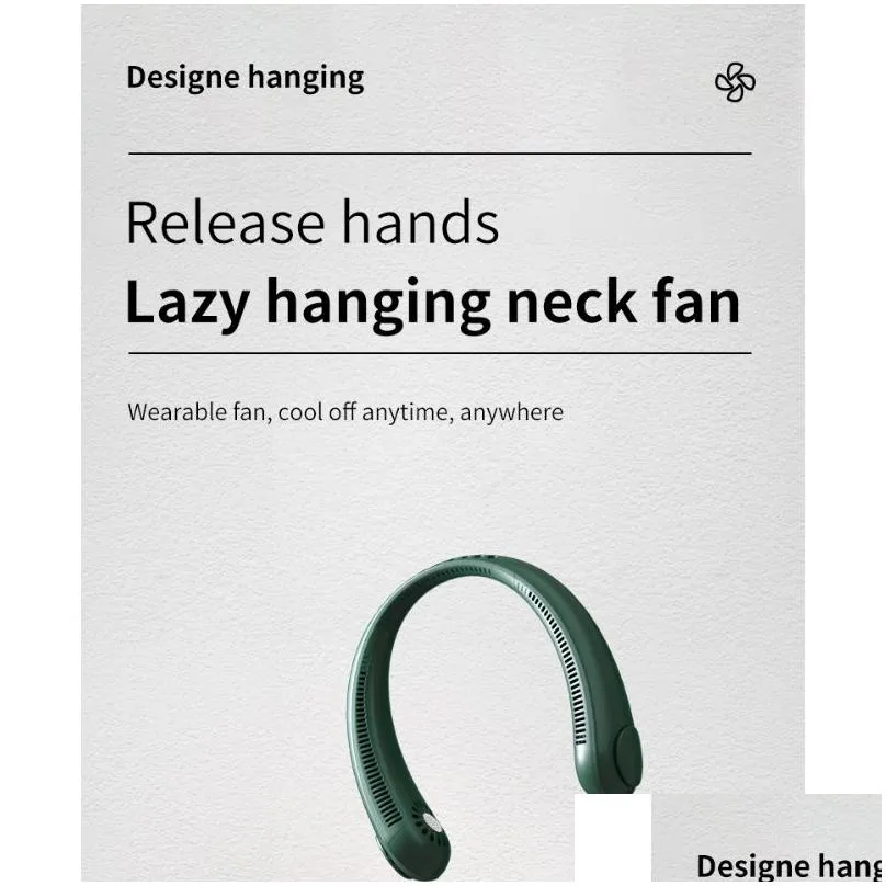 portable air coolers mini bladeless fan neckfan 2400 mah usb rechargeable mute sports 3-speed adjustable fans for home outdoor lazy220 hanging neck net