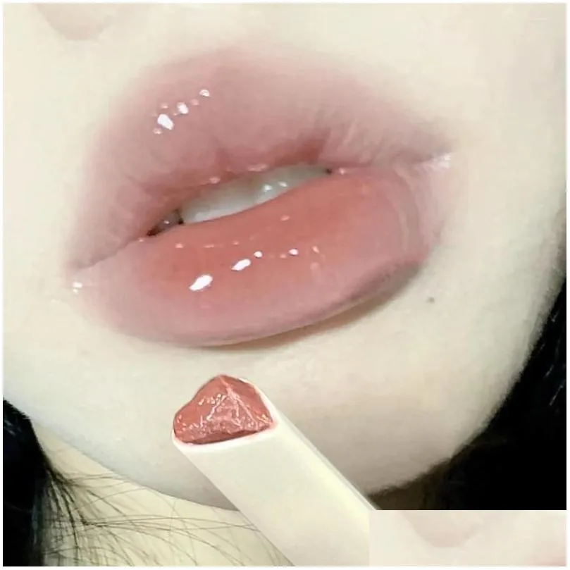 Lip Gloss Clear Glaze Flower Love Jelly Mirror Lipstick Waterproof Non-stick Cup Transparent Korea Makeup Wholesale