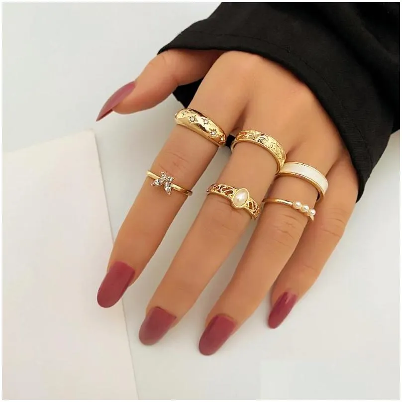 wedding rings punk gold butterfly set for women girls fashion irregular finger thin gift 2023 female knuckle jewelry partywedding