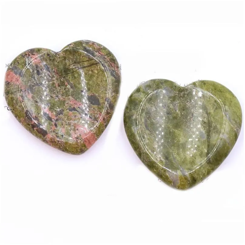 40mm Loose Heart Healing Stone Love Pocket Palm Crystal Worry Stone for Anxiety Reiki Balancing Rocks Gemstone Farmhouse Kitchen Home