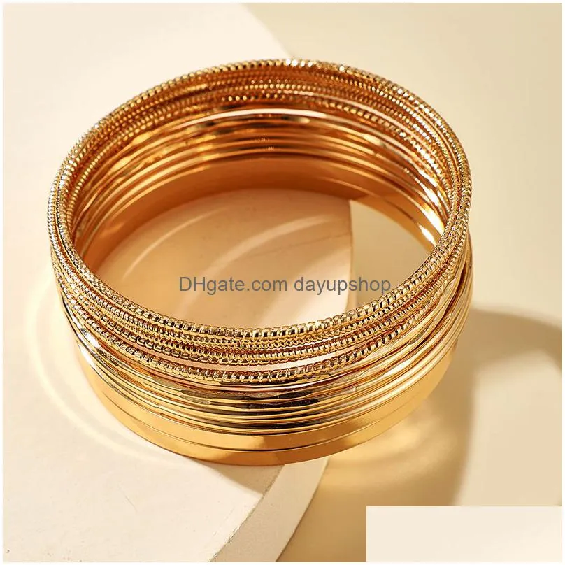 14pcssets punk gold color bracelets for women trendy alloy metal bangle bohemian jewelry accessories whole9877495