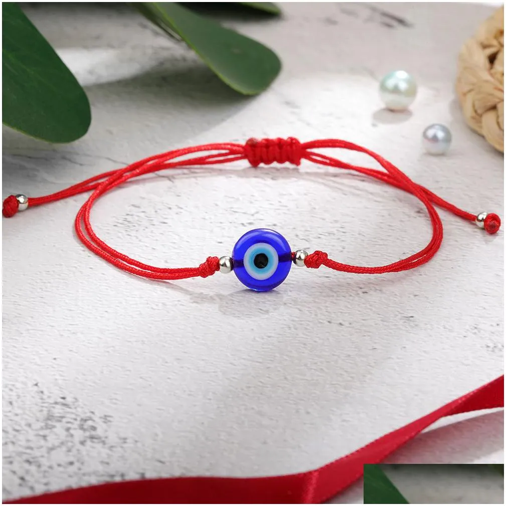 turkish evil blue eye bracelets for women handmade braided rope lucky jewelry red bracelet female