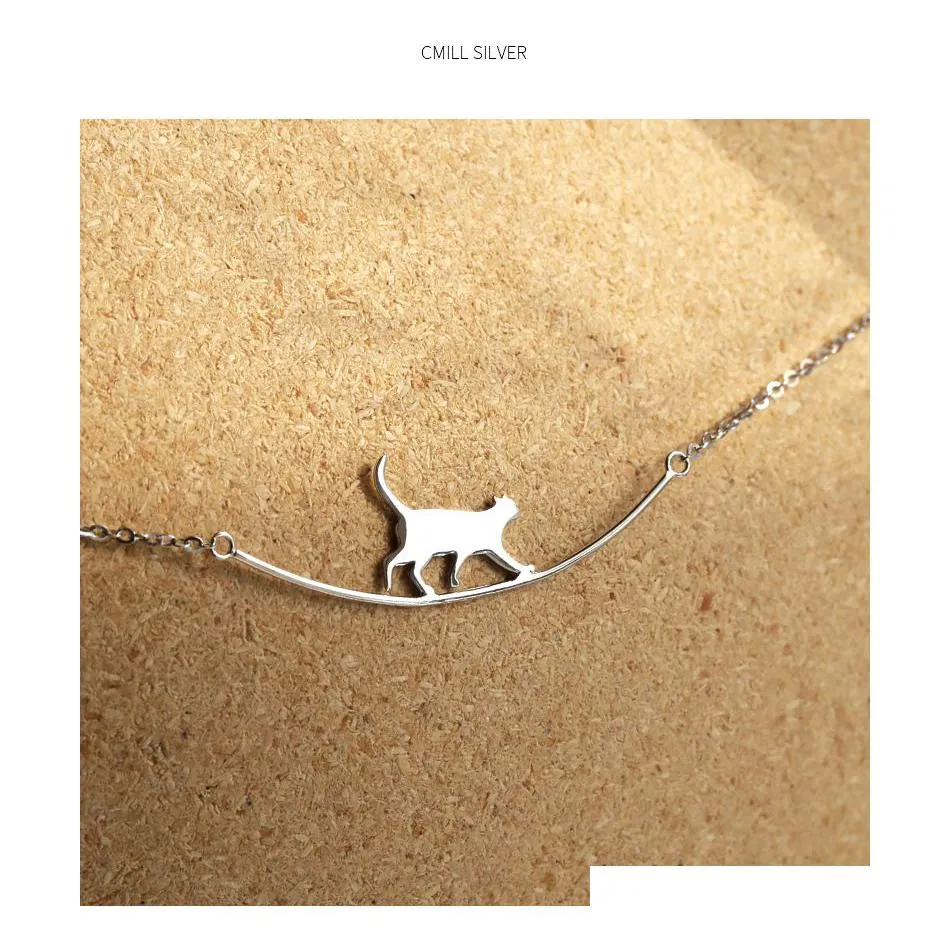 silver necklace fashion personality cat simple lovely animal clavicle chain boutique gift