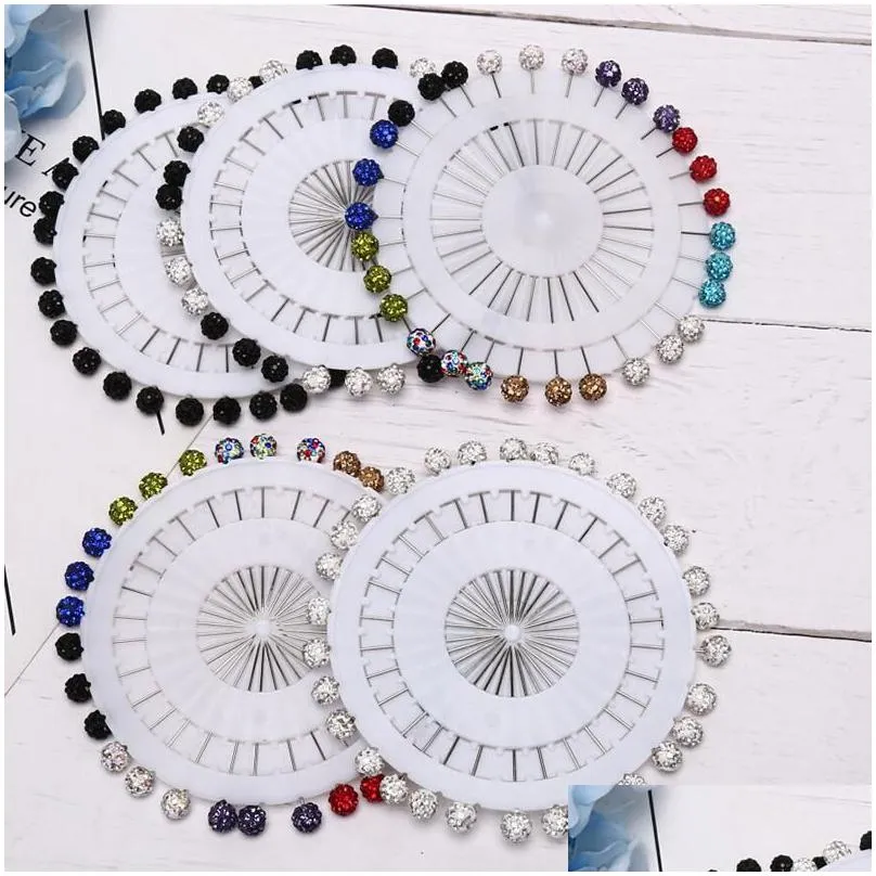 pins, brooches 30pcs colorful wheel ball hijab scarf pin snag-free long sparkle muslim brooch