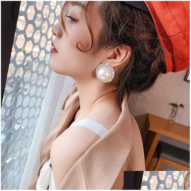 clip-on & screw back fashion big clip on earrings for women bijoux exquisite pearl crystal non pierced ear clips statement jewelry