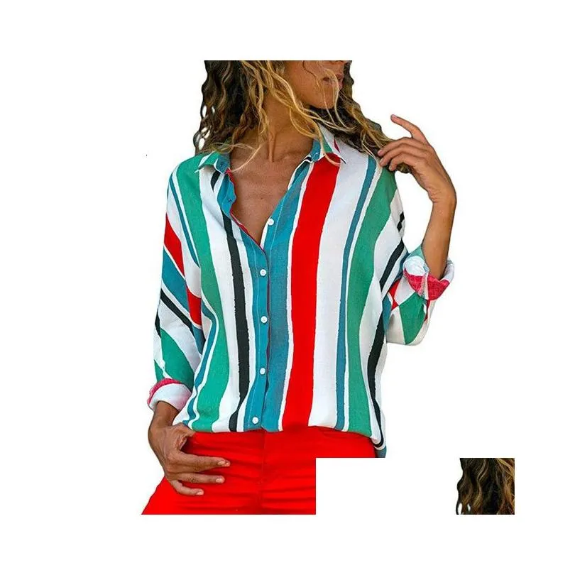 Women`s Blouses Shirts Woman Chiffon Floral Print Womens and Tops Long Sleeve Blouse Ladies Striped Tunic Plus Size Blusas 230220