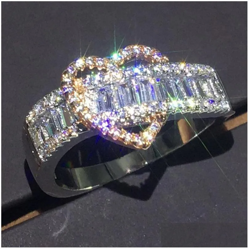 wedding rings european and american ladies fashion heart-shaped crystal ring inlaid diamond romantic retro