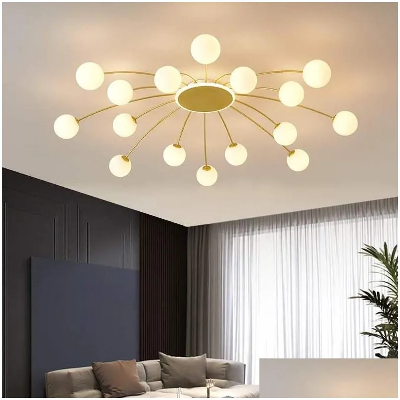 Nordic Modern LED Chandelier Lighting Flush Mount Light Living Room Bedroom Kitchen Glass Bubble Lamp Fixtures Chandeliers