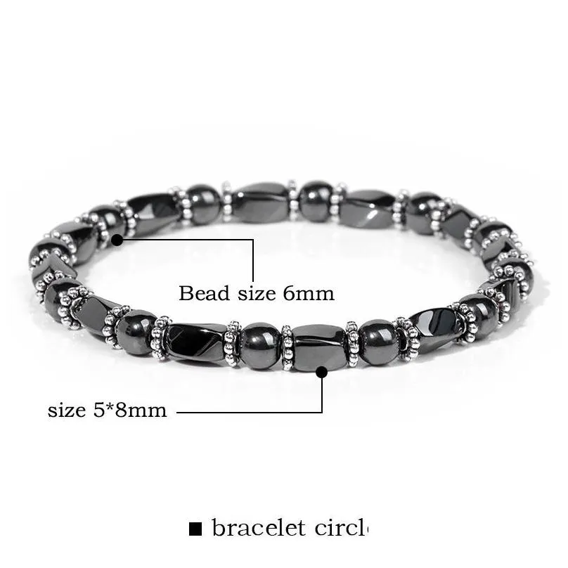 Wholesale Natural Stone Beads Bracelet Energy Magnet Hematite Button Beads Elastic Bracelet Women Men Accessories