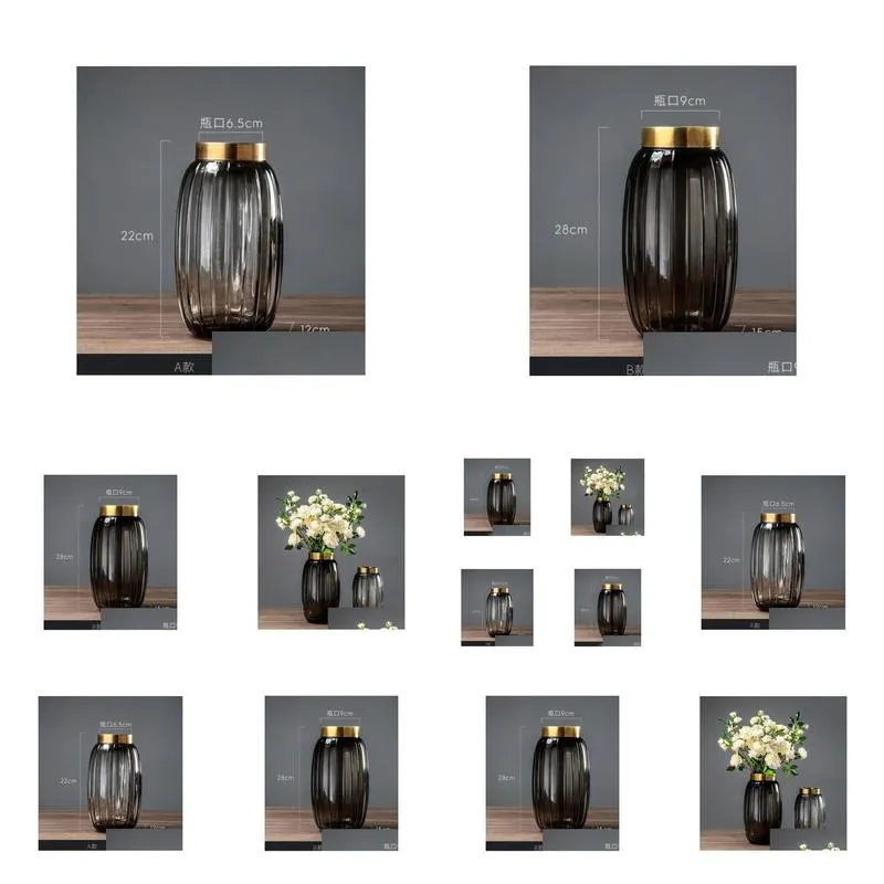 Arts And Crafts Nordic Transparent Glass Vase European Creative Soft Decorations Living Room Insert Model Dry Flower Decoration Set Dhdhu