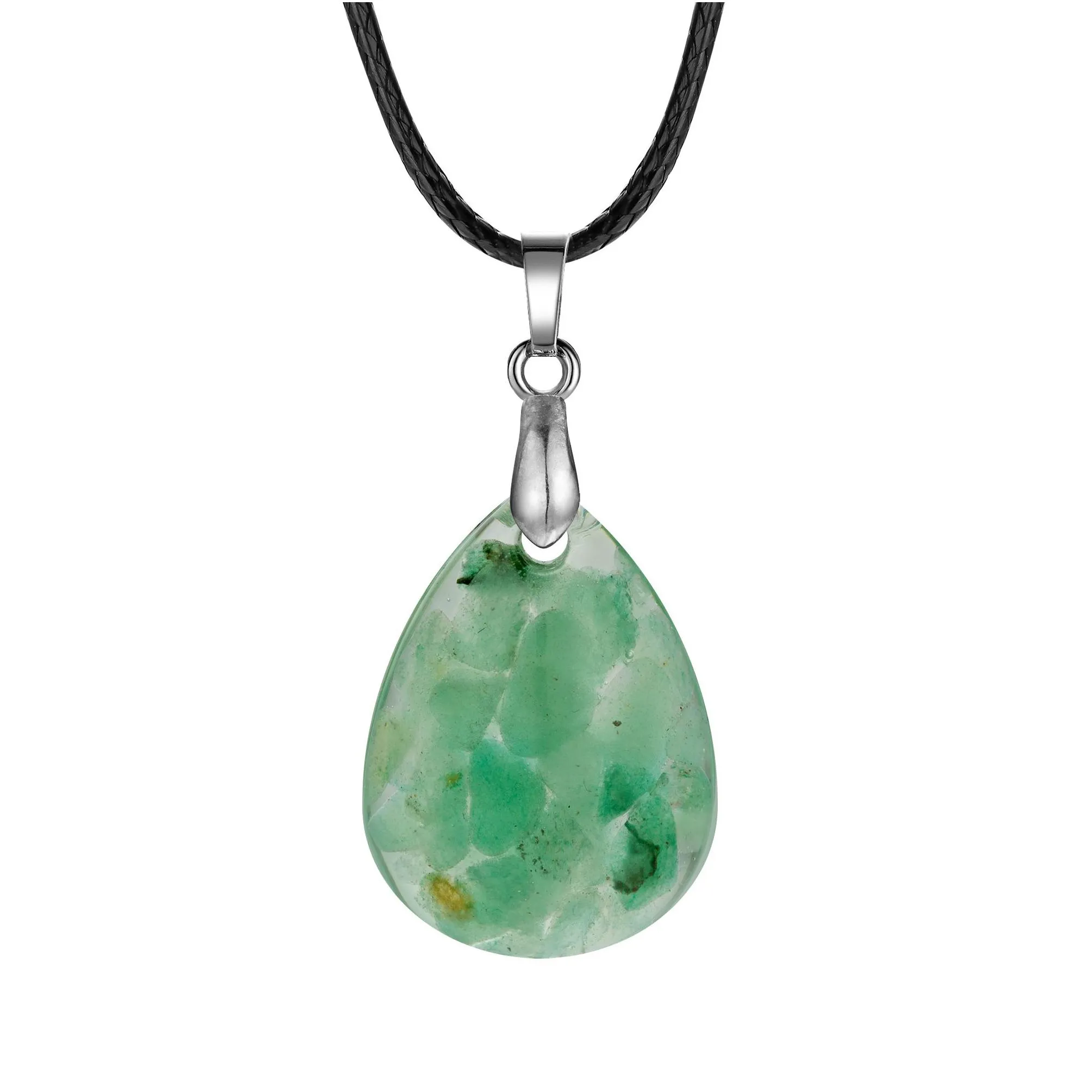 Handmade Chip Stone Wate rdrop Pendant Necklace for Women Men Gemstone & Crystal Column Tear Drop Pendants Jewelry