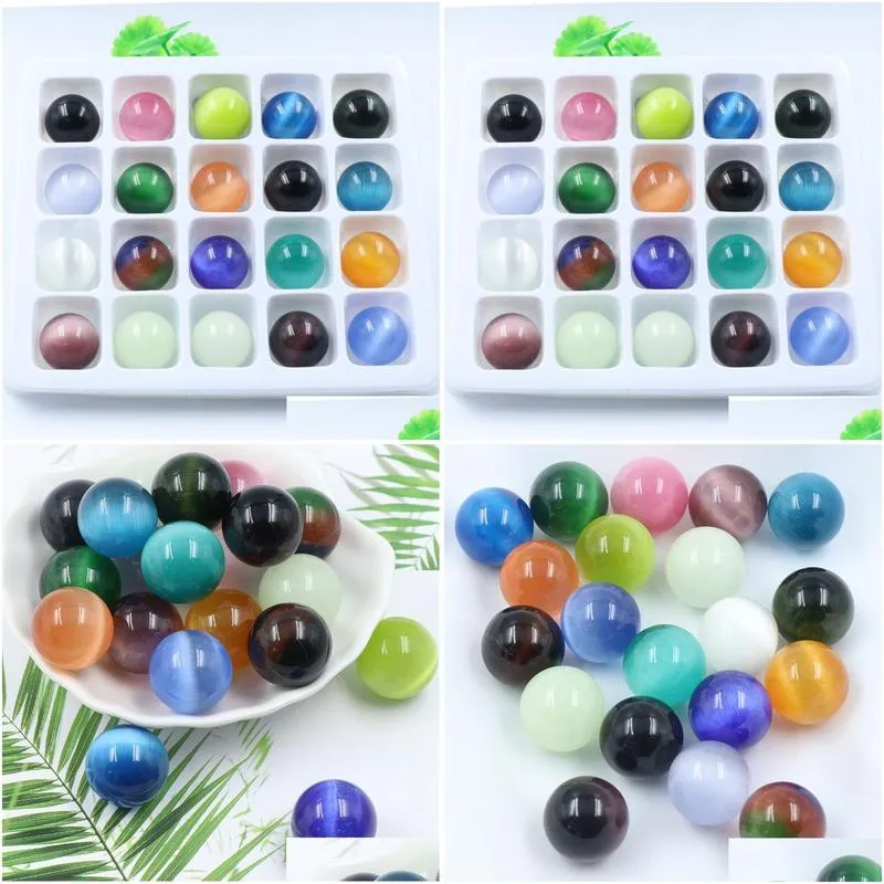 Cat Eye Natural Crystal Gemstone Beads 20pcs/Box Various Charm Gemstone Loose Bead for Jewelry Making