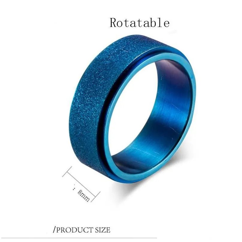 wedding rings rotatable men stainless steel gold ring women fashion frosted charm simple black jewelry gifts for male accessories
