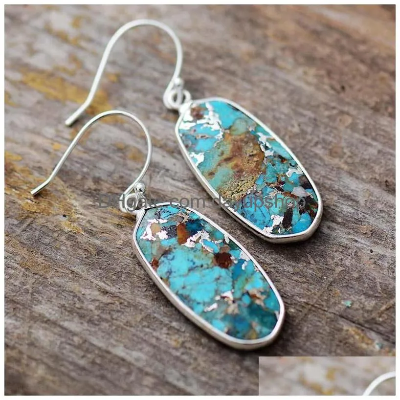dangle & chandelier modern natural stone earrings for women fashion turquoises earring geometric elegant ol classic jewelry femme