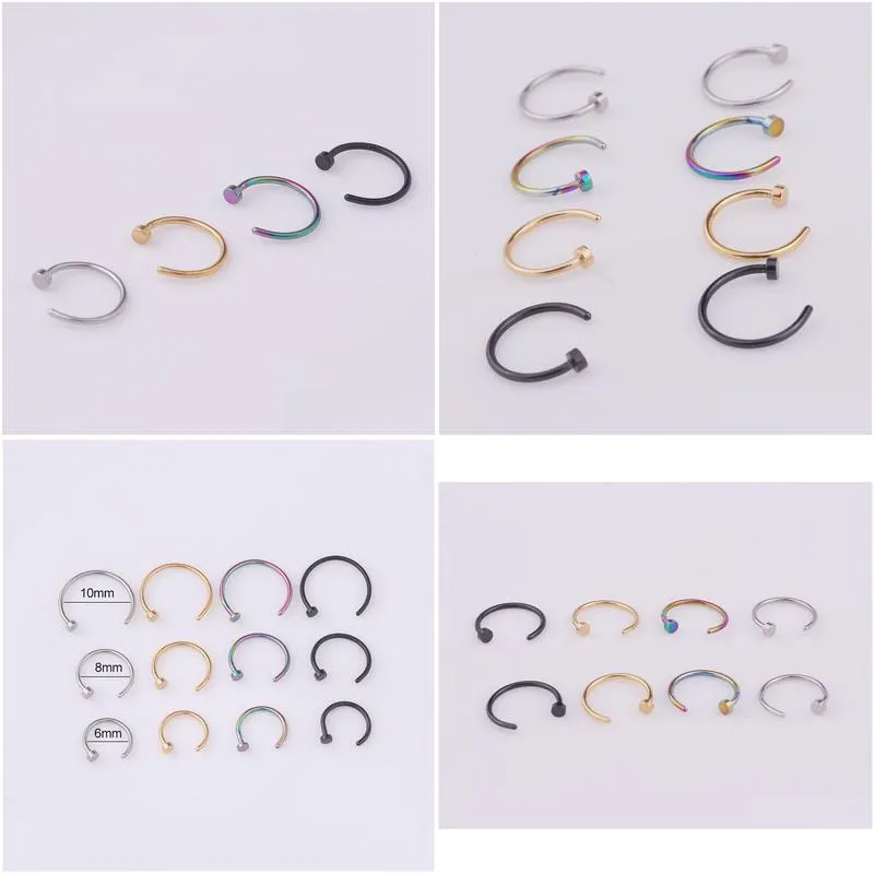 6/8/10mm punk stainless steel fake nose ring c clip lip earring body piercing jewelry gift