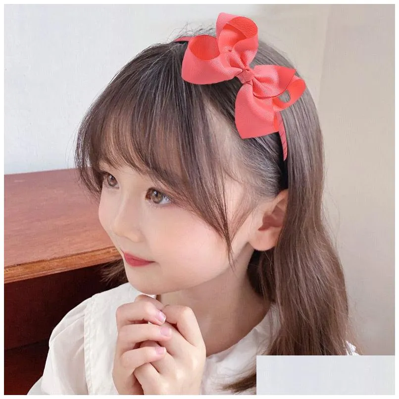 baby girls hair sticks solid color ribbon bow hairbands princess boutique grosgrain hair accessories girl plastic clasp dot bows