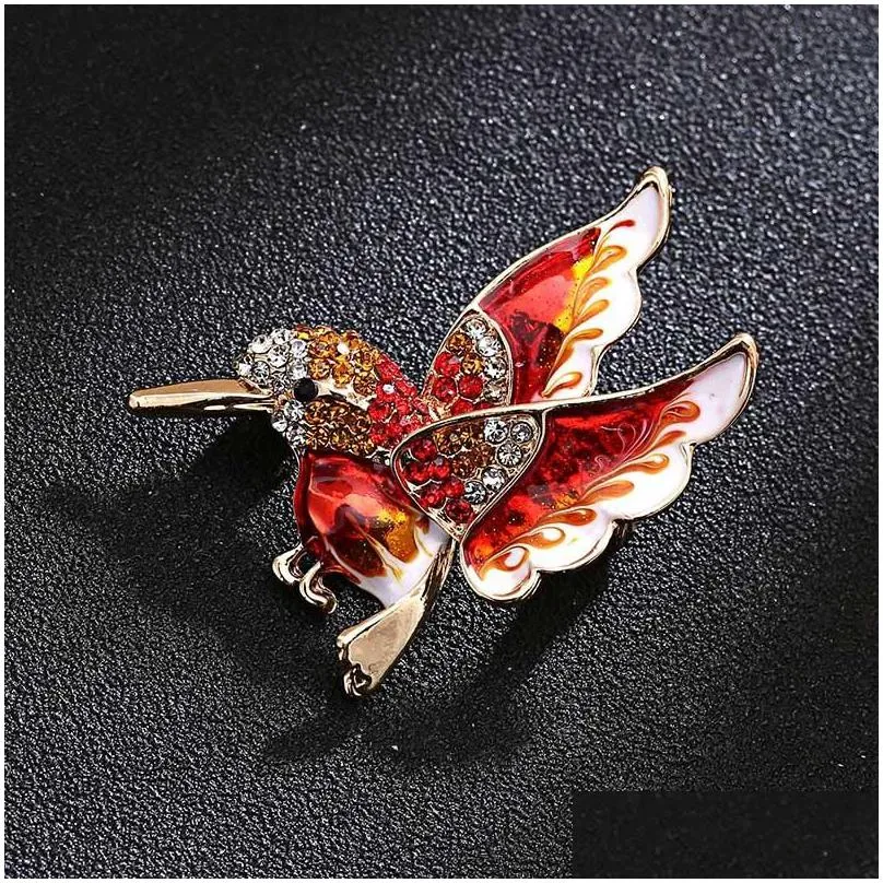 pins, brooches trendy rhinestone drop oil wild brooch animal bird shape pin corsage jewelry for women