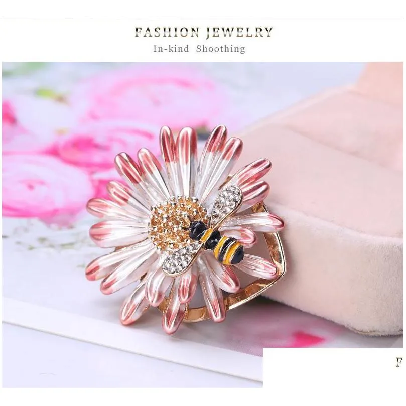 pins, brooches fashion daisy flower bee women brooch alloy insect pin broche gifts for jewelry accessories embellish al507