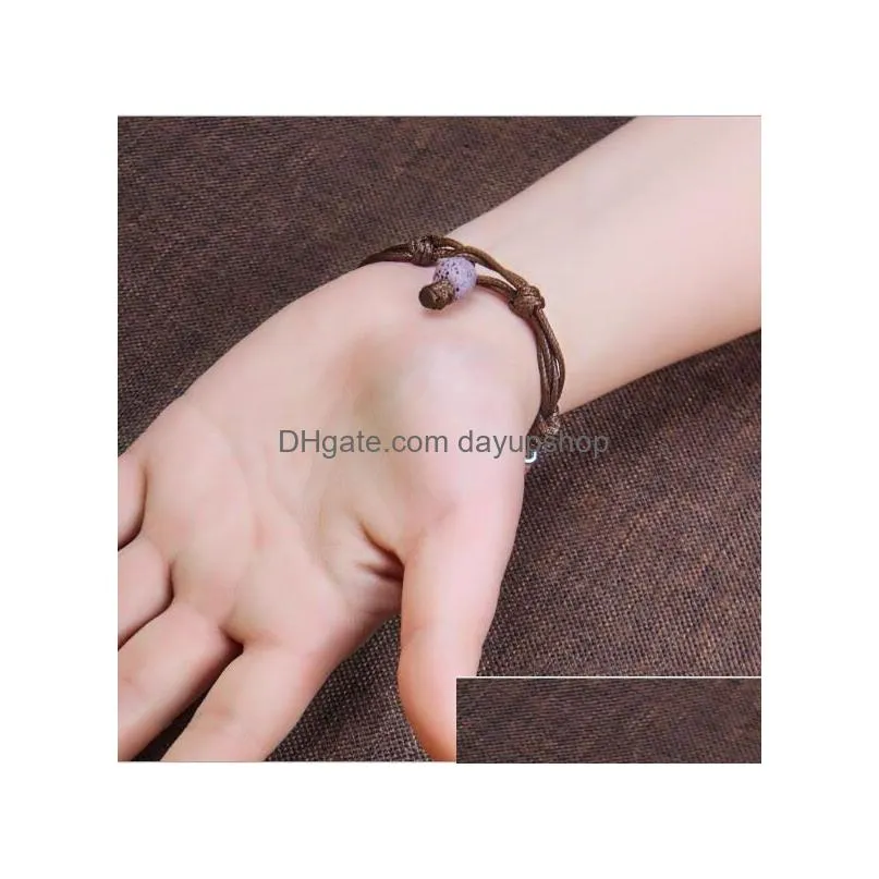 fashion bohemian multicolor lava stone bracelet for women men jewelry weave leather essential oil diffuser bracelet8062355