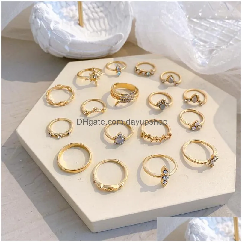 cluster rings 17km crystal gold color set metal snake for women hollow earring fashion girls trendy jewelry 2023