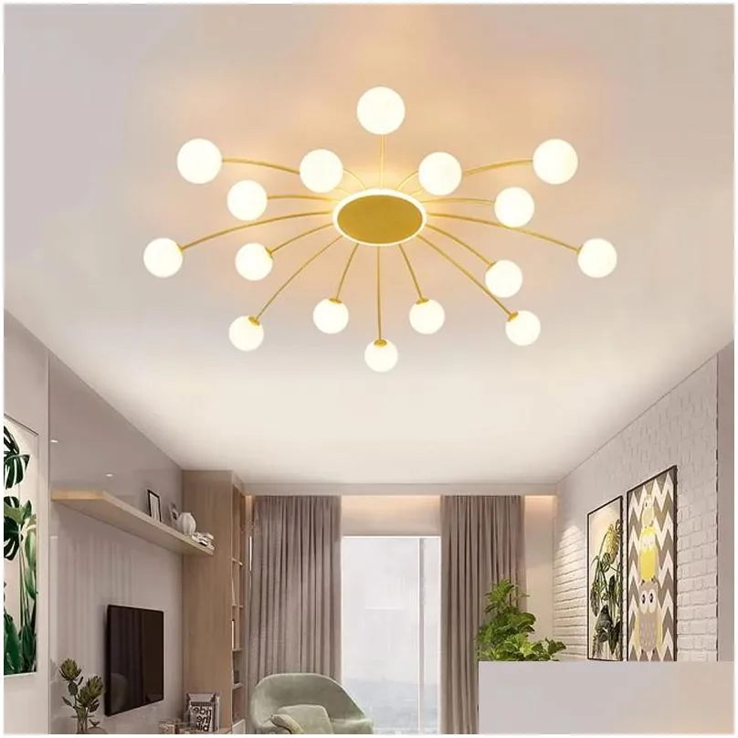 Nordic Modern LED Chandelier Lighting Flush Mount Light Living Room Bedroom Kitchen Glass Bubble Lamp Fixtures Chandeliers