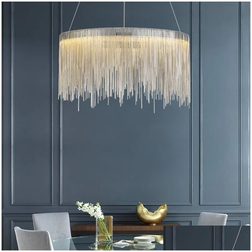 Chandeliers Simple Chandelier Interior Lighting Modern Tassel Round Home Living Room Bedroom Dining Gloss Nordic