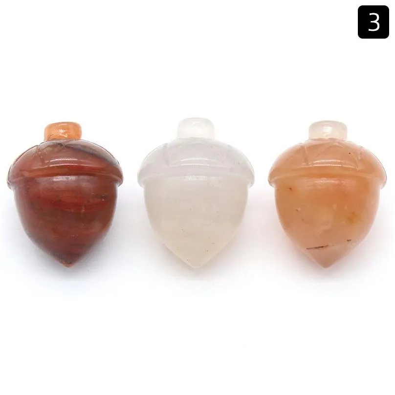 Natural Shape Acorn Gemstone Decorative Hand Carved Healing Crazy Stone Hazelnut Stone For Home Decoration Gift