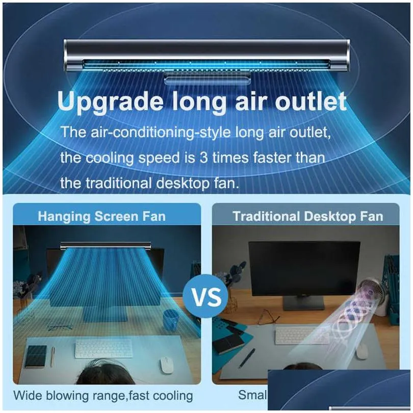  portable air conditioner rechargeable electric fan adjustable cooler with night light office quiet ceiling fan hanging on screen