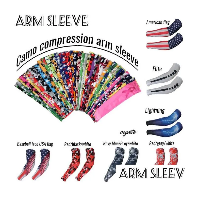  2016 brand dhs compression sports arm sleeve moisture wicking softball baseball camo sports guard sleeves