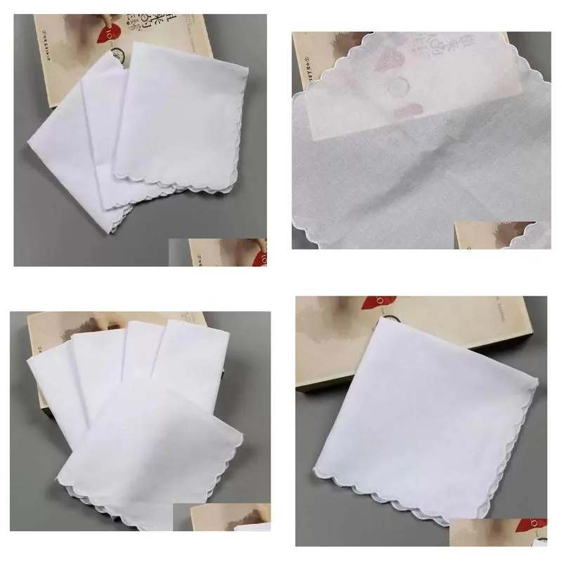 Handkerchief 300 Pcs Cotton Handkerchiefs Towels Cutter Diy Blank Scallop Party Decoration Cloth Napkins Craft Vintage Hanky Oman We Dhsyw