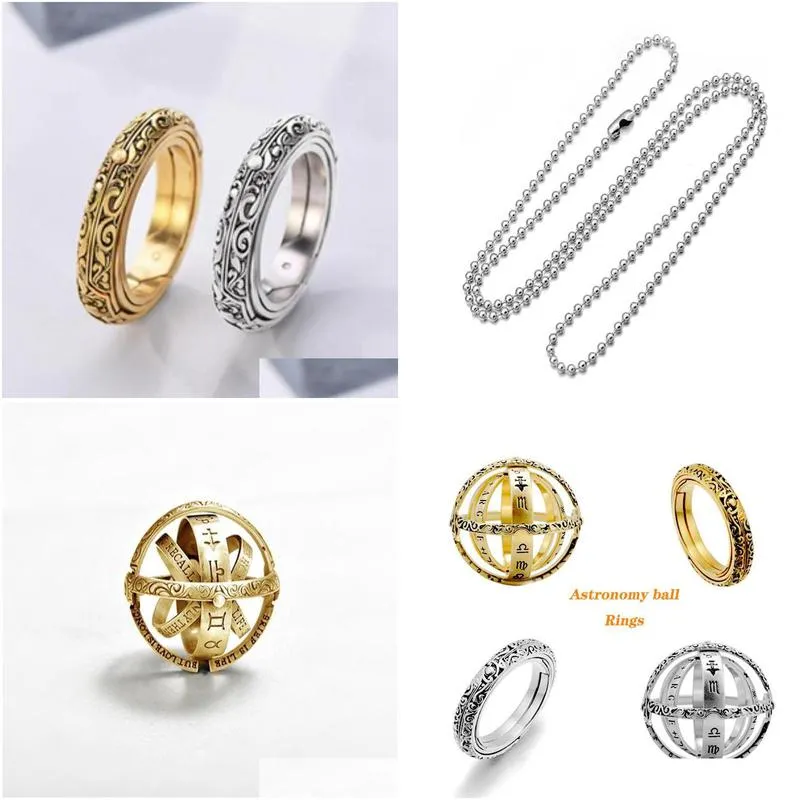 cluster rings ephalus creative personality astronomical ball deformation rotating ring german retro ball-shaped couple playable