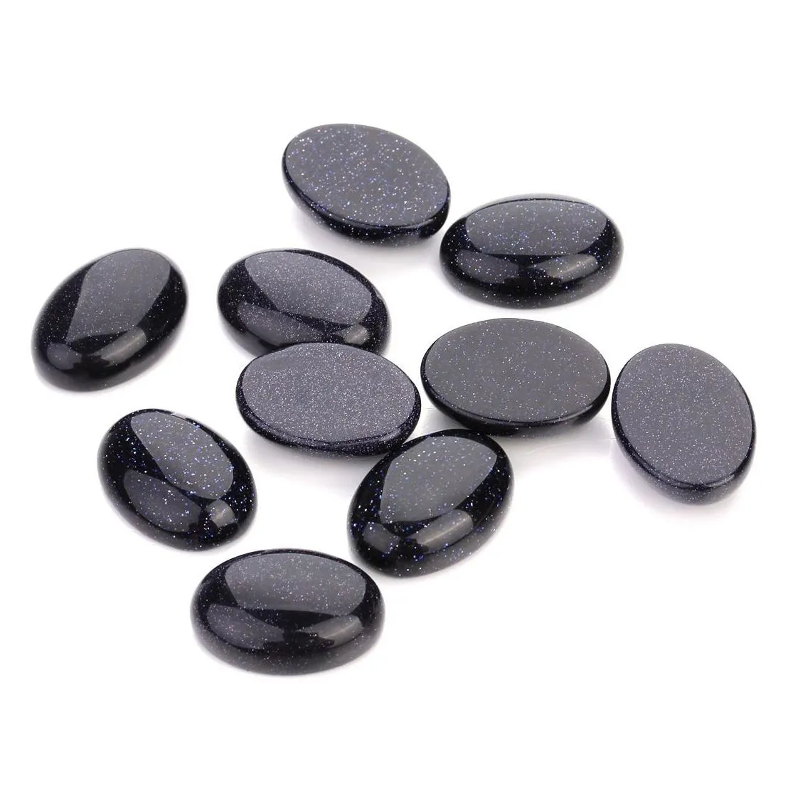 Blue Sandstone Oval Flat Back Gemstone Cabochons Healing Chakra Crystal Stone Bead Cab Covers No Hole for Jewelry Craft Making