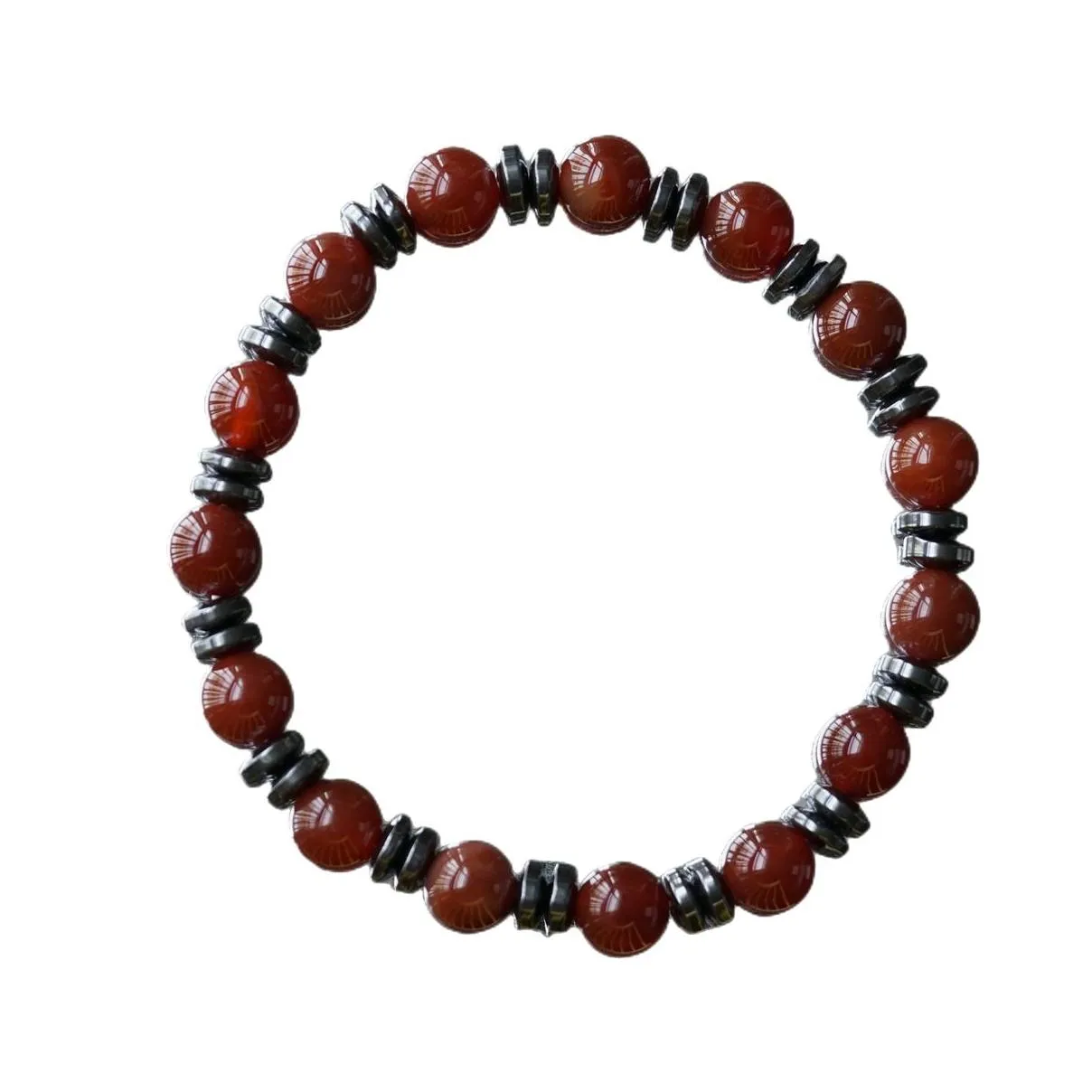 6MM Gemstone Round Beaded Stretch Bracelets for Women Men Healing Chakra Crystal Energy Power Reiki Hematite Stone Beads Bangle