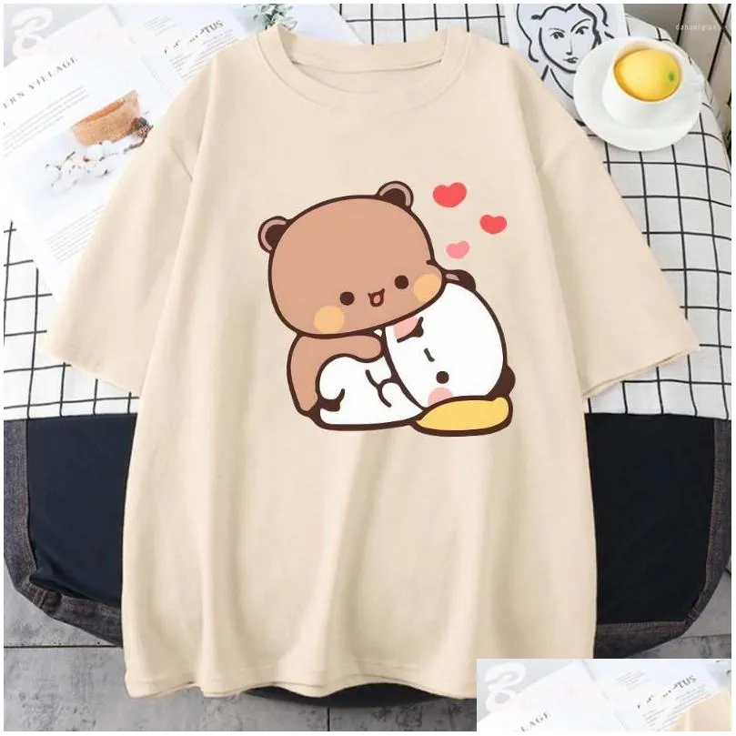 Women`s T Shirts Panda Bear Bubu Dudu Shirt Couple Tops Love You Cute Print Summer Short-Sleeved O-neck Cotton Casual Harajuku Woman